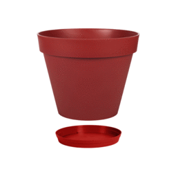 Pot Rond TOSCANE 39 cm avec soucoupe – 23 L  - Rouge Rubis