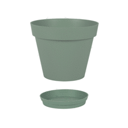 Pot Rond TOSCANE 30 cm avec soucoupe – 10 L - Vert Laurier