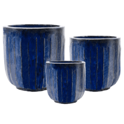 Lot de 3 pots en céramique émaillée HAPY  - 26 L  &  57 L  &  110 L - Bleu