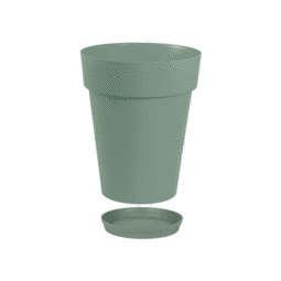 Vase Rond Mi-Haut TOSCANE avec soucoupe – 50 L - Vert Laurier