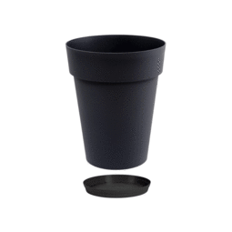 Vase Rond Mi-Haut TOSCANE avec soucoupe – 50 L - Gris Anthracite