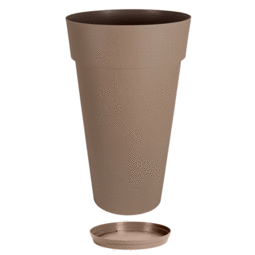 Vase Rond Haut TOSCANE XXL avec soucoupe - 90 L - Taupe