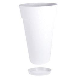 Vase Rond Haut TOSCANE XXL avec soucoupe - 90 L - Blanc