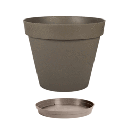 Pot Rond TOSCANE 47,5 cm avec soucoupe – 43 L  - Taupe
