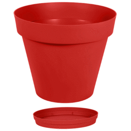 Pot Rond TOSCANE 80 cm avec soucoupe – 170 L - Rouge Rubis