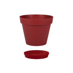 Pot Rond TOSCANE 25 cm avec soucoupe – 6 L  - Rouge Rubis