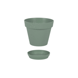 Pot Rond TOSCANE 20 cm avec soucoupe - 3 L - Vert Laurier