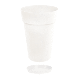 Vase Rond Haut TOSCANE avec soucoupe – 67 L - Blanc