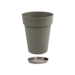 Vase Rond Mi-Haut TOSCANE avec soucoupe – 50 L - Taupe