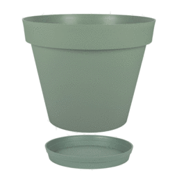 Pot Rond TOSCANE 59 cm avec soucoupe – 76 L  - Vert Laurier