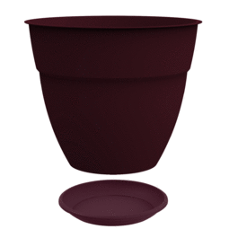 Pot Rond OSAKA 73 cm avec soucoupe – 165 L - Rouge Bourgogne
