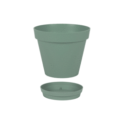 Pot Rond TOSCANE 25 cm avec soucoupe – 6 L - Vert Laurier
