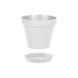 Pot Rond TOSCANE 25 cm avec soucoupe – 6 L  - Blanc