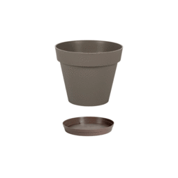 Pot Rond TOSCANE 20 cm avec soucoupe - 3 L - Taupe