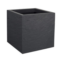 Pot carré VOLCANIA´UP 30cm décor pierre gris anthracite - 21L