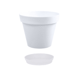 Pot Rond TOSCANE 30 cm avec soucoupe – 10 L - Blanc