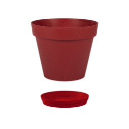 Pot Rond TOSCANE 30 cm avec soucoupe – 10 L - Rouge Rubis