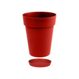 Vase Rond Mi-Haut TOSCANE avec soucoupe – 50 L - Rouge Rubis