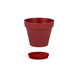 Pot Rond TOSCANE 20 cm avec soucoupe - 3 L - Rouge Rubis