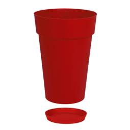 Vase Rond Haut TOSCANE avec soucoupe – 67 L - Rouge Rubis
