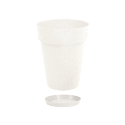 Vase Rond Mi-Haut TOSCANE avec soucoupe – 50 L - Blanc