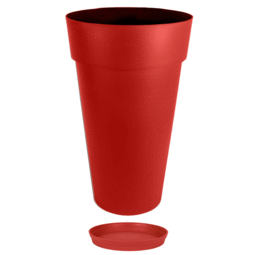Vase Rond Haut TOSCANE XXL avec soucoupe - 90 L - Rouge Rubis
