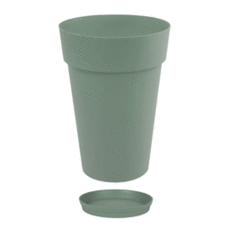 Vase Rond Haut TOSCANE avec soucoupe – 67 L - Vert Laurier