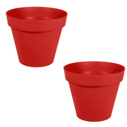 Lot de 2 Pots Ronds TOSCANE 80 cm – 170 L - Rouge Rubis