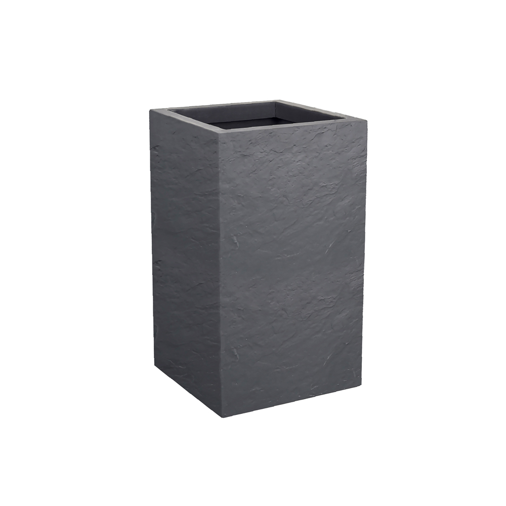 Pot de fleurs carré haut en plastique GROOVE 72L- L 45 cm - Anthracite