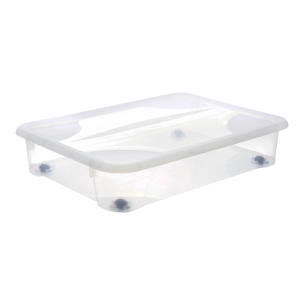 Boîte de rangement sous le lit Kis 30,3 x 23 x 6,8 po 56 L plastique  transparent avec roulettes FG008641CLRC